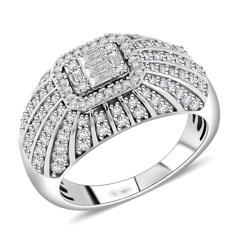 Diamond 1.00 ctw Ring in 10K White Gold (Size 10.0) 4.85 Grams