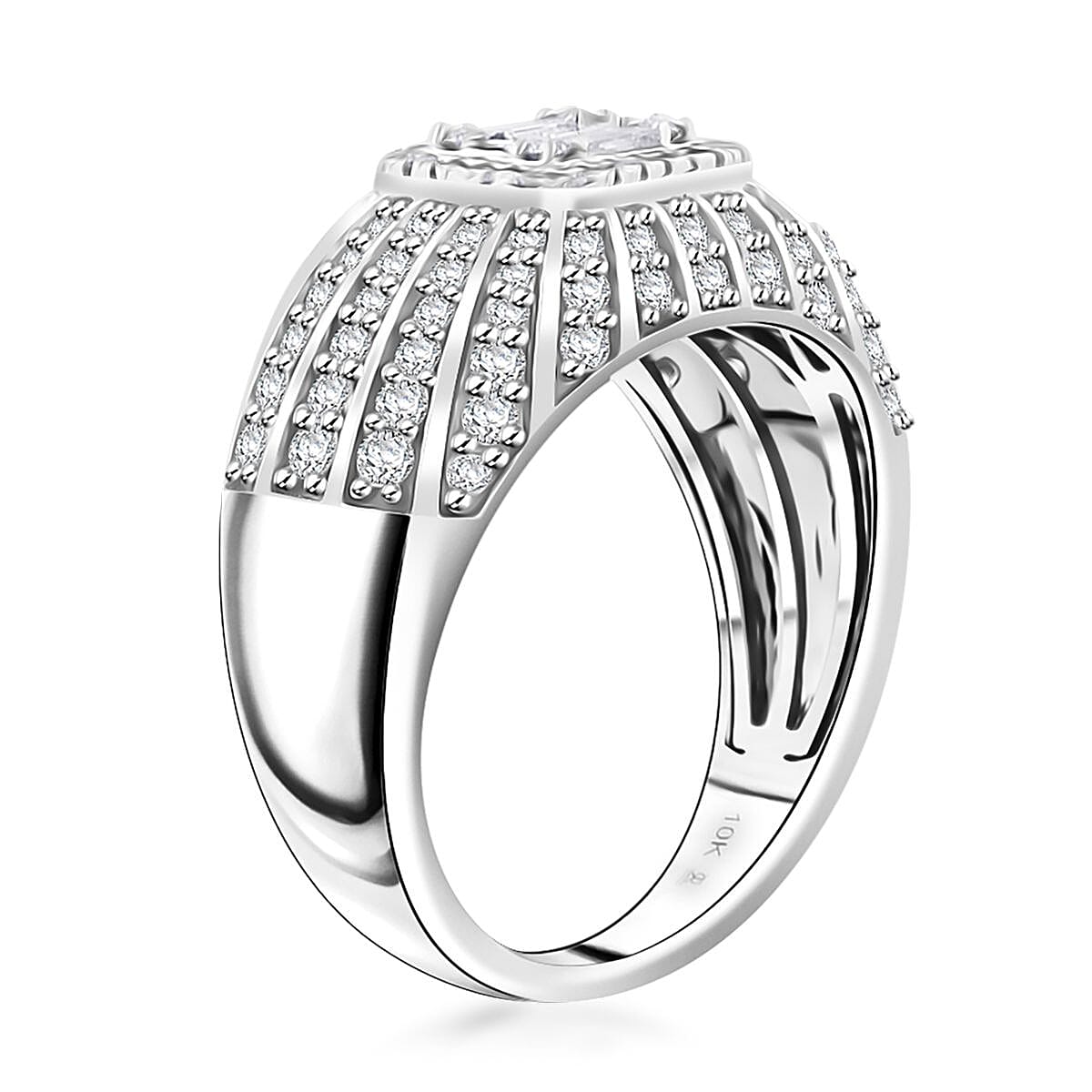 Diamond 1.00 ctw Ring in 10K White Gold (Size 5.0) 4.85 Grams image number 3