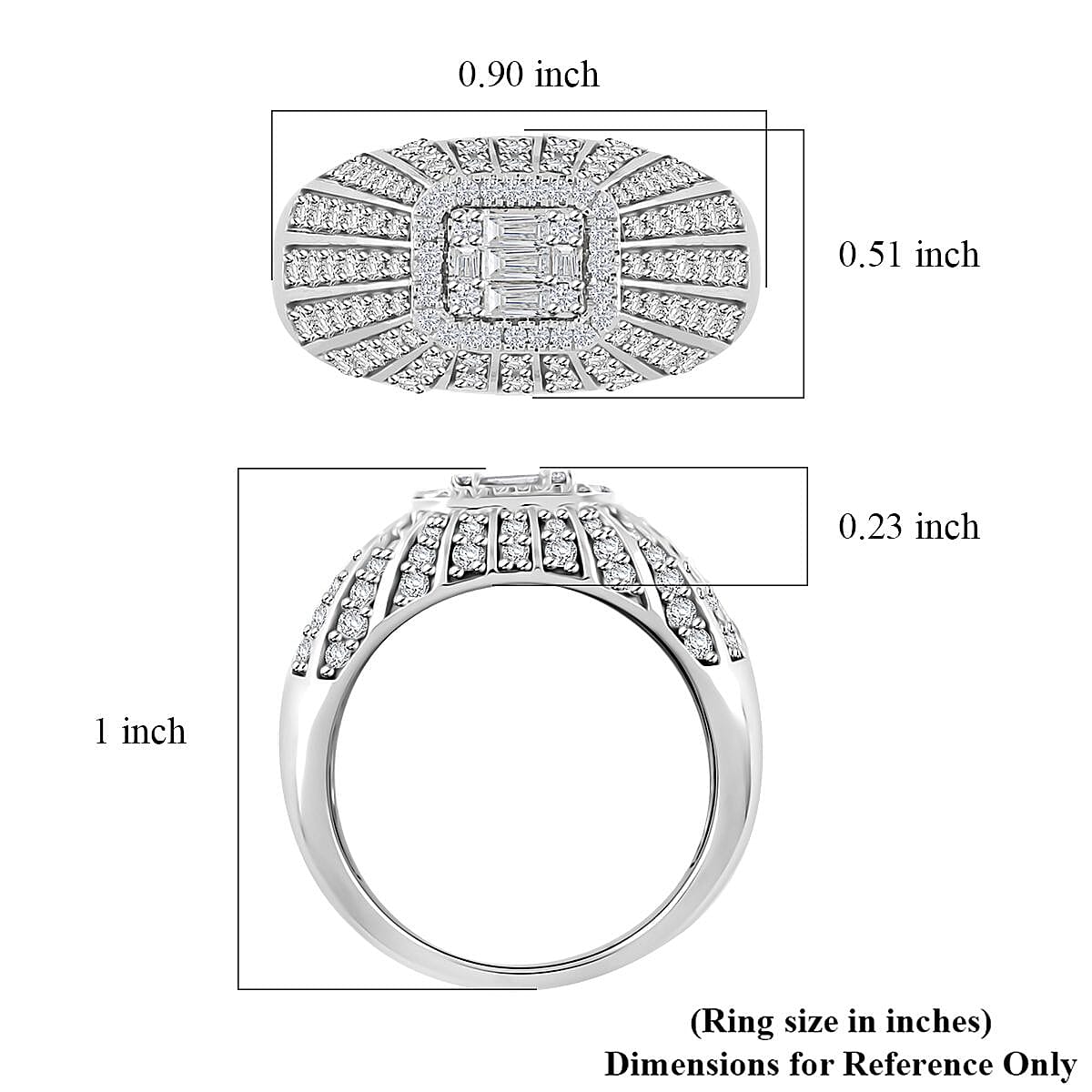 Diamond 1.00 ctw Ring in 10K White Gold (Size 5.0) 4.85 Grams image number 5