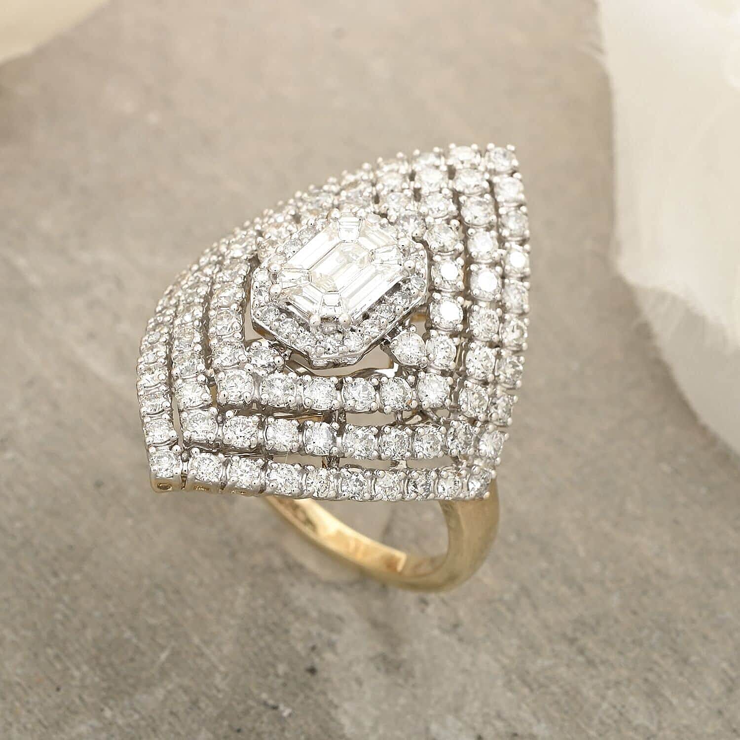 NY Closeout Diamond VS-SI G 2.05 ctw Ring in 10K Yellow Gold (Size 10.0) 7.30 Grams