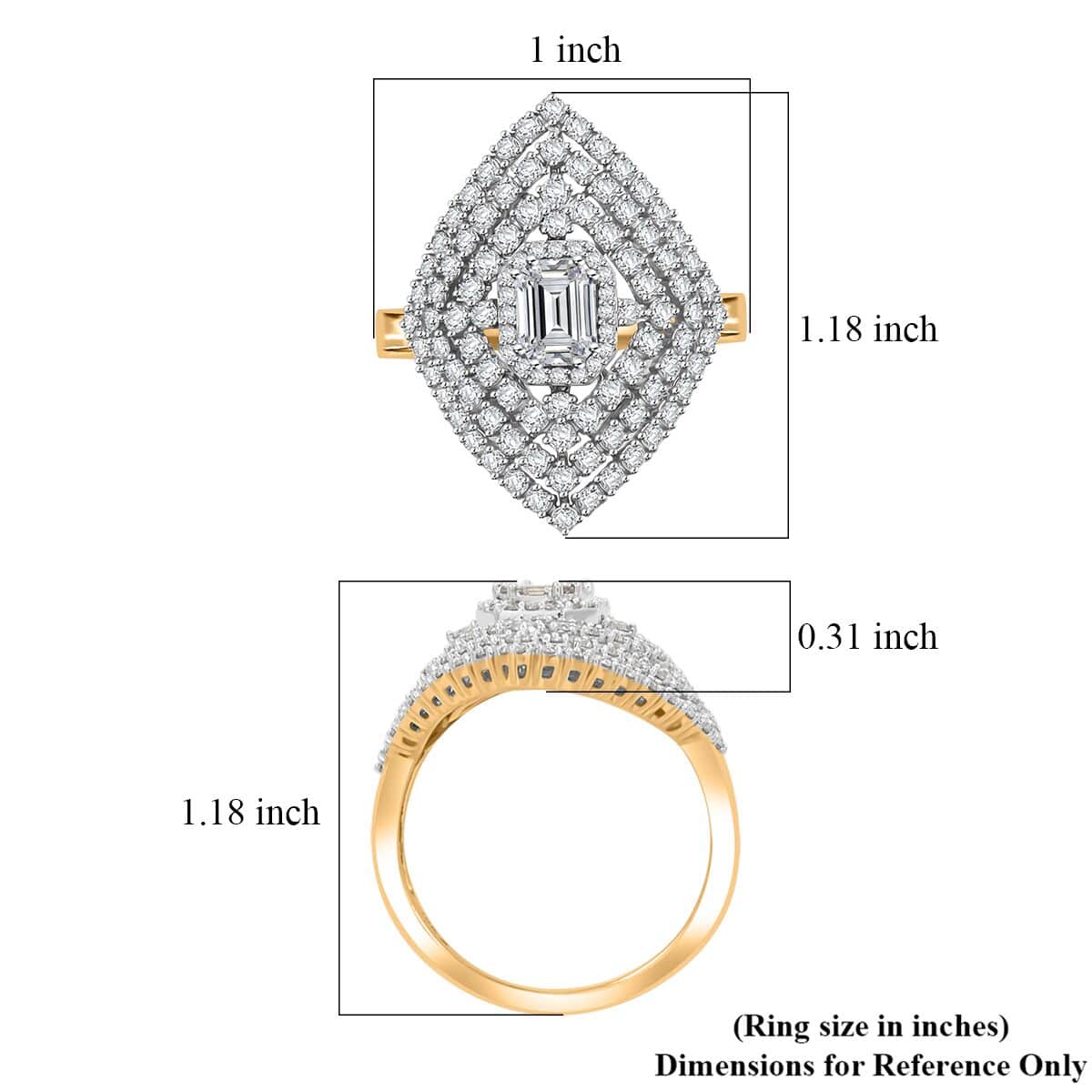 NY Closeout Diamond VS-SI G 2.05 ctw Ring in 10K Yellow Gold (Size 5.0) 7.30 Grams image number 4