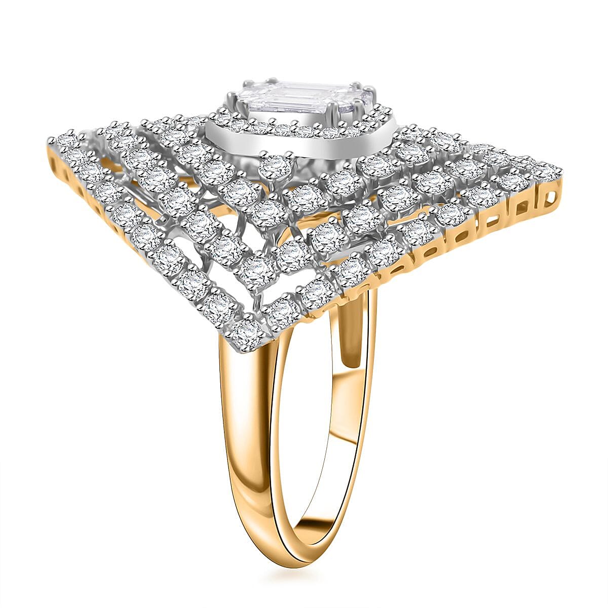 NY Closeout Diamond VS-SI G 2.05 ctw Ring in 10K Yellow Gold (Size 5.5) 7.30 Grams image number 3