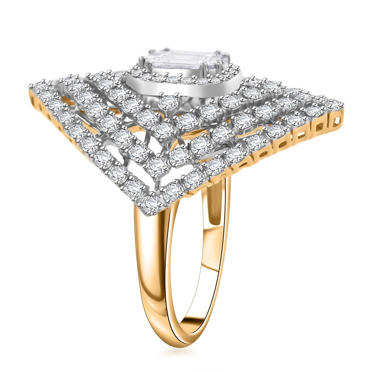 NY Closeout Diamond VS-SI G 2.05 ctw Ring in 10K Yellow Gold (Size 8.0) 7.30 Grams image number 3