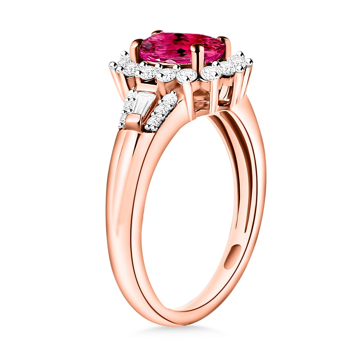 Luxoro Premium Ouro Fino Rubellite and G-H I1 Diamond 1.20 ctw Ring in 14K Rose Gold (Size 10.0) (Del. in 10-12 Days) image number 2