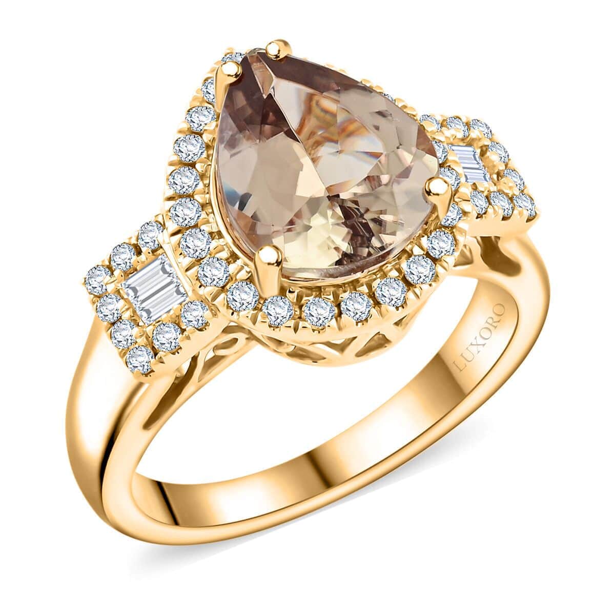 Certified & Appraised Luxoro AAA Turkizite and G-H I2 Diamond 3.15 ctw Ring in 14K Yellow Gold (Size 10.0) 5.85 Grams image number 0