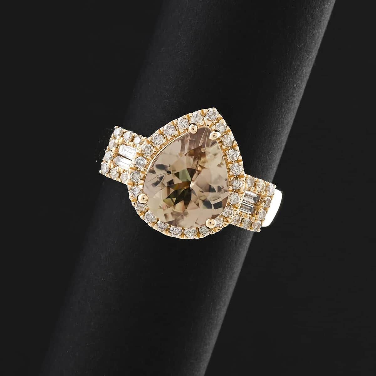 Certified & Appraised Luxoro AAA Turkizite and G-H I2 Diamond 3.15 ctw Ring in 14K Yellow Gold (Size 10.0) 5.85 Grams image number 1