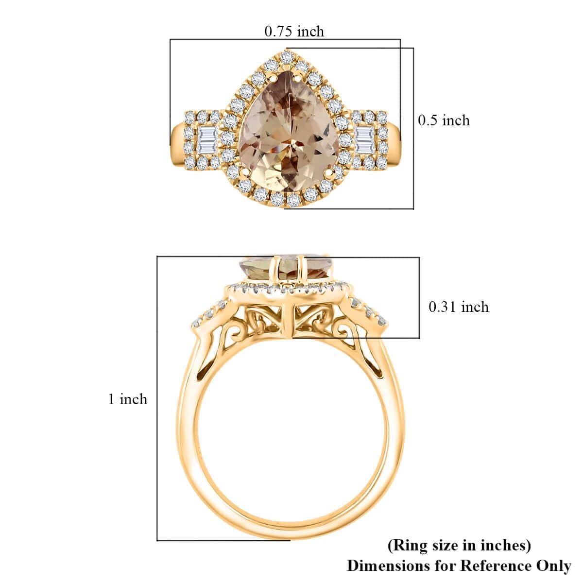 Certified & Appraised Luxoro AAA Turkizite and G-H I2 Diamond 3.15 ctw Ring in 14K Yellow Gold (Size 10.0) 5.85 Grams image number 5