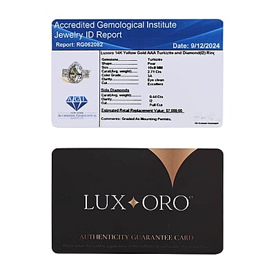 Certified & Appraised Luxoro AAA Turkizite, Diamond Ring in 14K Yellow Gold 3.15 ctw (Size 10.0)