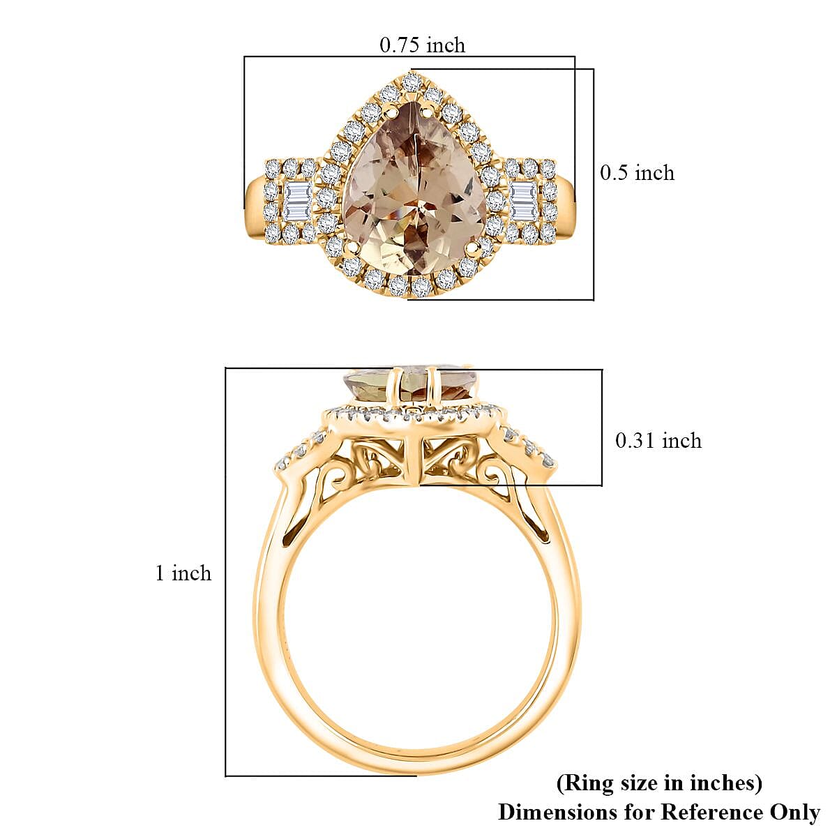 Luxoro 14K Yellow Gold AAA Turkizite, Diamond (G-H, I2) (0.44 cts) Ring (Size 11.0) (5.85 g) 3.15 ctw image number 5
