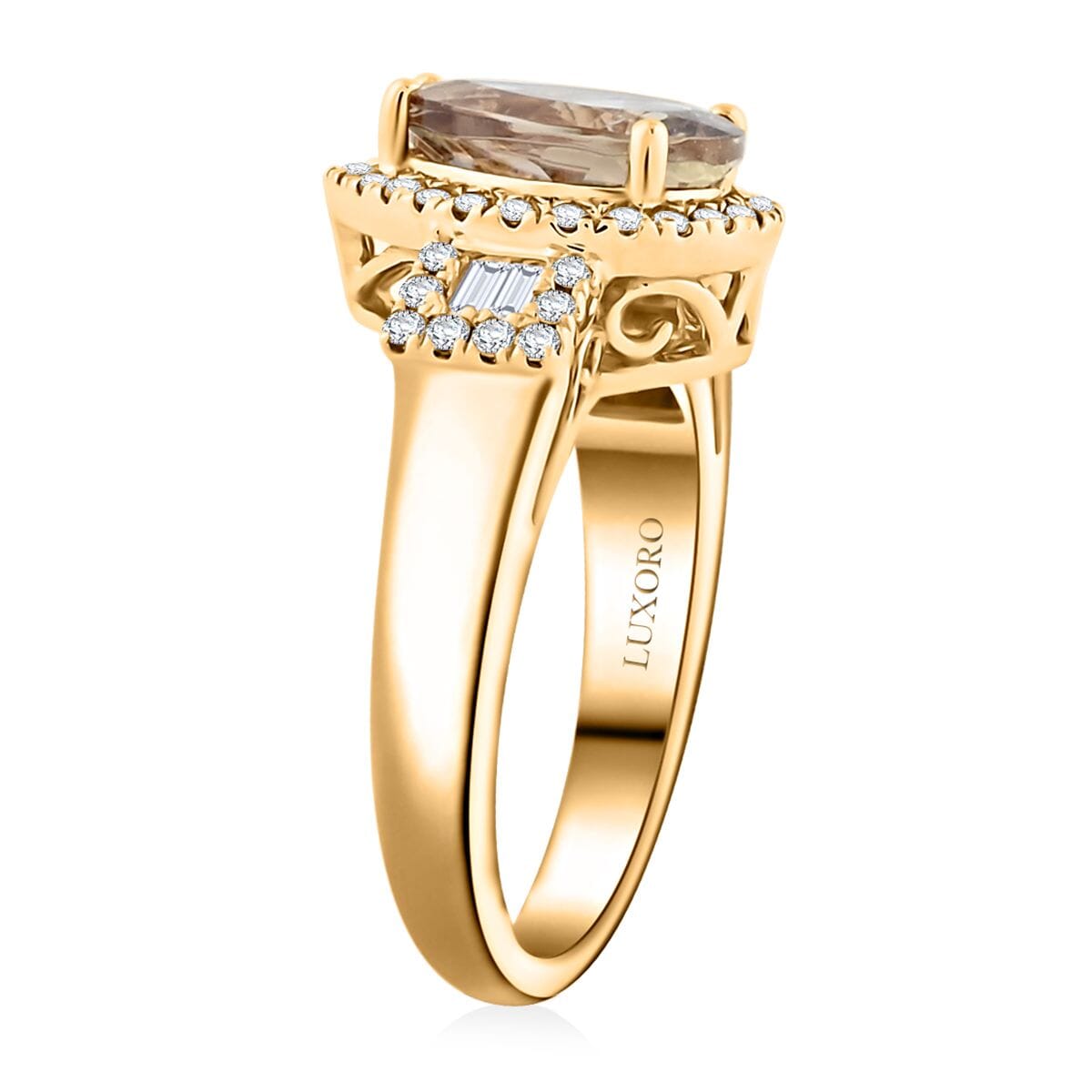 Certified & Appraised Luxoro AAA Turkizite and G-H I2 Diamond 3.15 ctw Ring in 14K Yellow Gold (Size 8.0) 5.85 Grams (Del. in 10-15 Days) image number 3