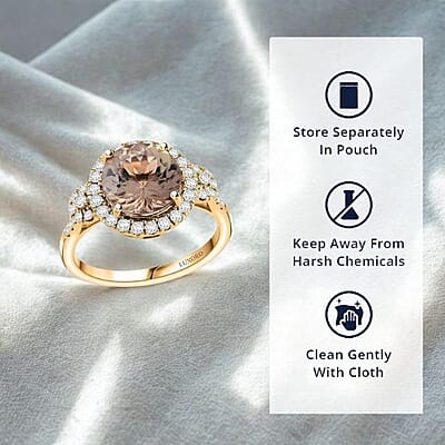 Certified & Appraised Luxoro AAA Turkizite and G-H I2 Diamond 4.00 ctw Ring in 14K Yellow Gold (Size 10.0) 4.15 Grams