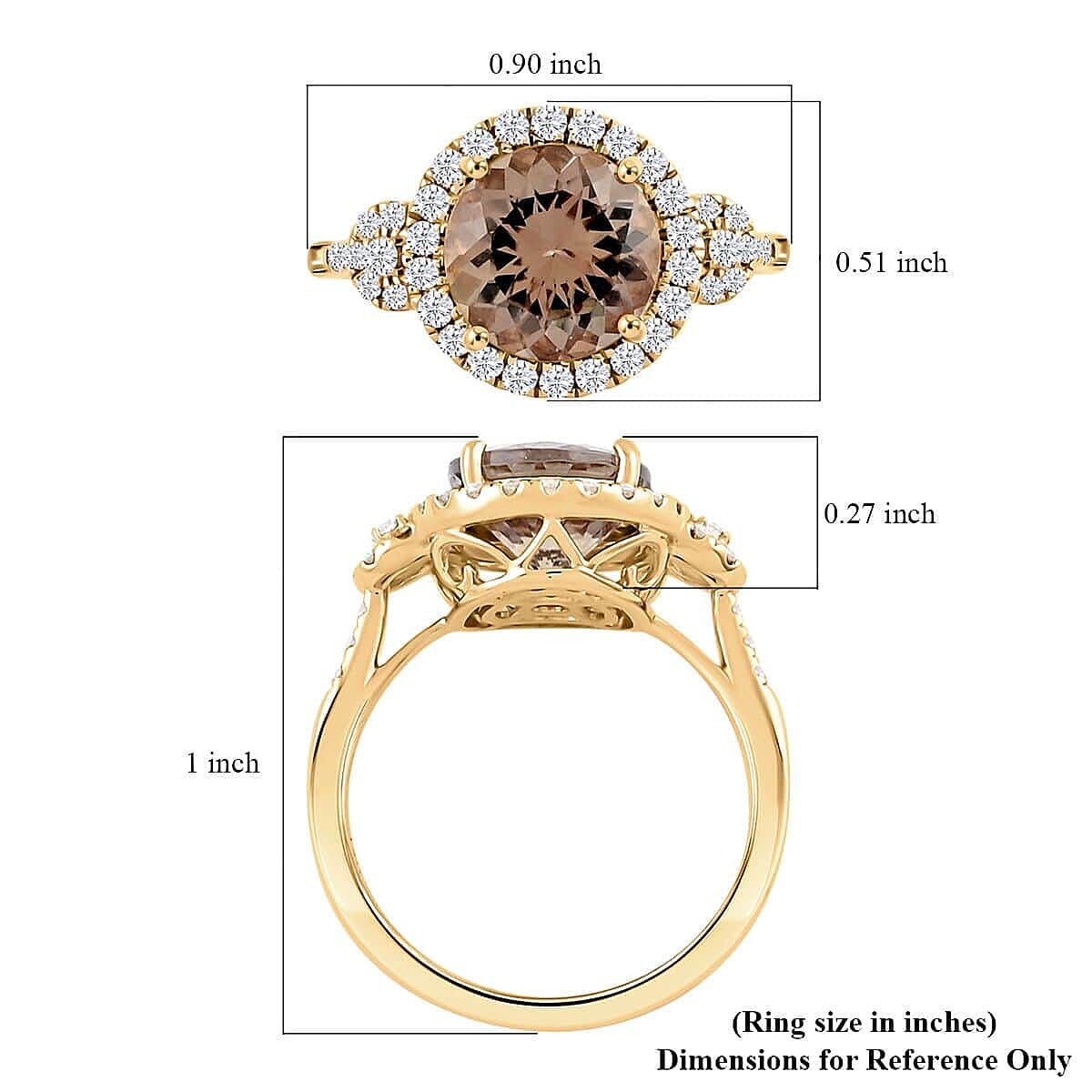 Luxoro 14K Yellow Gold AAA Turkizite, Diamond (G-H, I2) (0.51 cts) Ring (Size 10.0) (4.15 g) 4.00 ctw