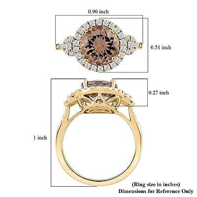 Certified & Appraised Luxoro AAA Turkizite and G-H I2 Diamond 4.00 ctw Ring in 14K Yellow Gold (Size 10.0) 4.15 Grams