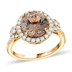 Luxoro AAA Turkizite and G-H I2 Diamond 4.00 ctw Ring in 14K Yellow Gold (Size 11.5) 4.15 Grams