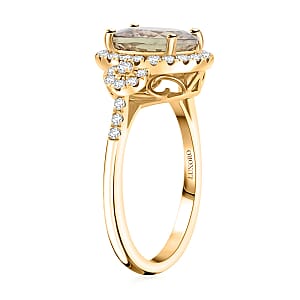 Luxoro AAA Turkizite and G-H I2 Diamond 4.00 ctw Ring in 14K Yellow Gold (Size 11.5) 4.15 Grams