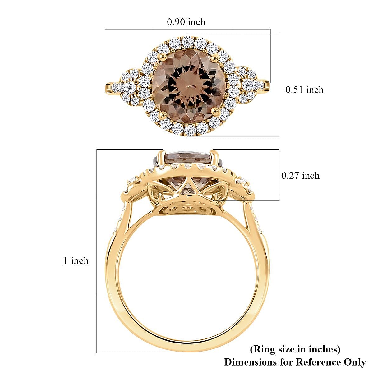 Luxoro AAA Turkizite and G-H I2 Diamond 4.00 ctw Ring in 14K Yellow Gold (Size 12.0) 4.15 Grams image number 5