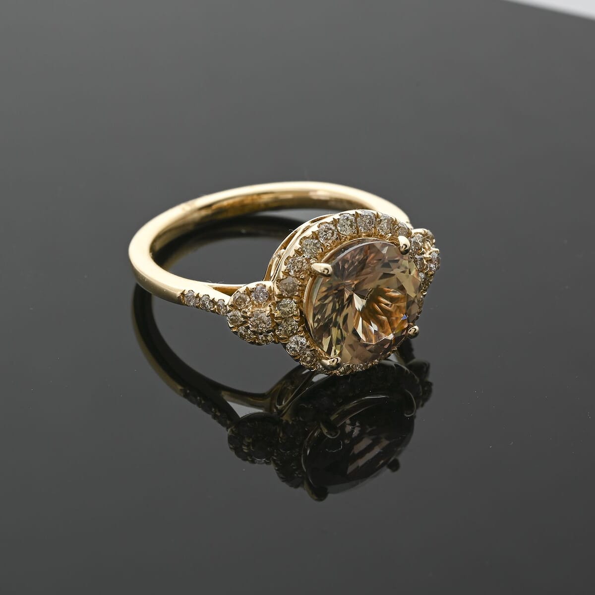 Certified & Appraised Luxoro AAA Turkizite and G-H I2 Diamond 4.00 ctw Ring in 14K Yellow Gold (Size 9.0) 4.15 Grams (Del. in 10-15 Days) image number 1