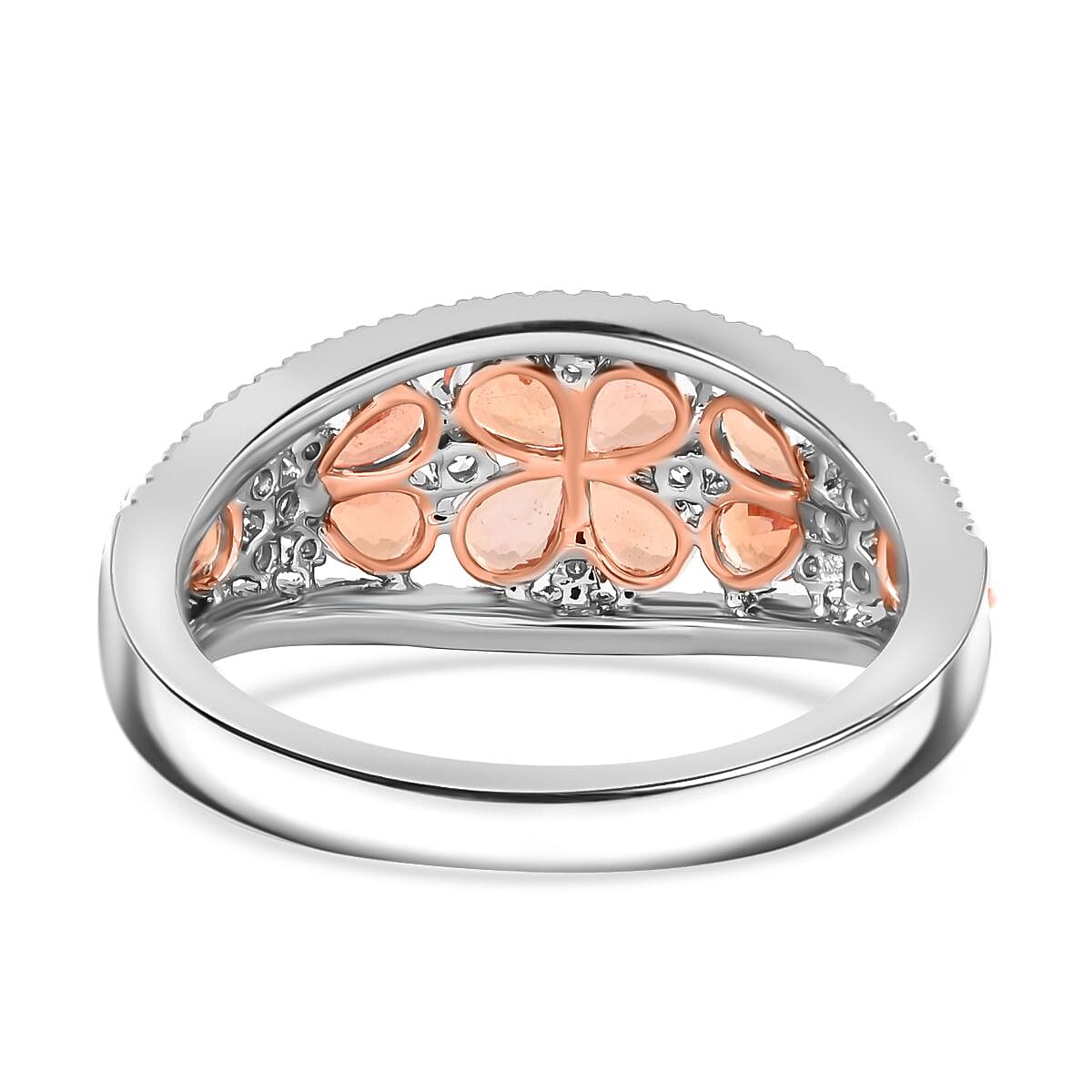 Modani Padparadscha Sapphire and Diamond 1.85 ctw Ring in 14K White Gold (Size 7.0) image number 4