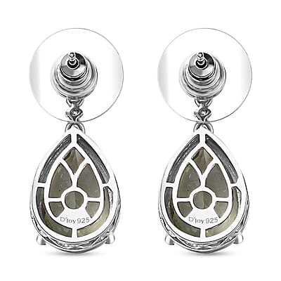Montezuma Prasiolite and Multi Gemstone 9.90 ctw Drop Earrings in Rhodium Over Sterling Silver