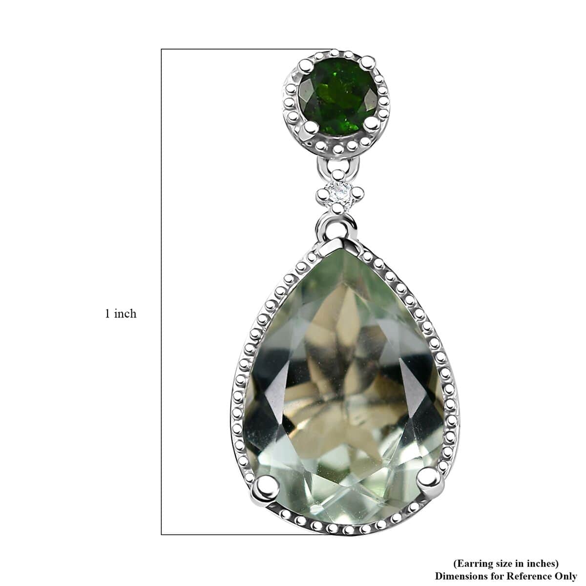 Montezuma Prasiolite and Multi Gemstone 9.90 ctw Drop Earrings in Rhodium Over Sterling Silver image number 4