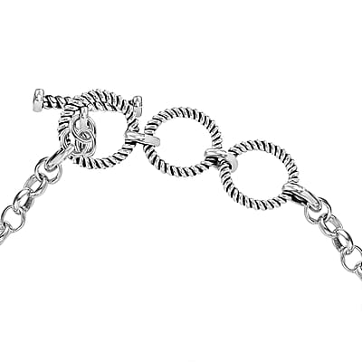 Karis Montezuma Prasiolite and Rose De France Amethyst 15.90 ctw Toggle Clasp Bracelet in Platinum Bond & Stainless Steel (6.50-8.0In)