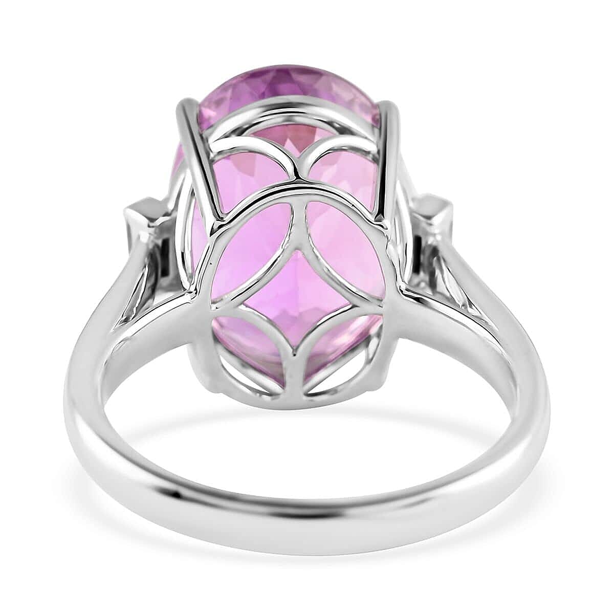 Certified & Appraised Rhapsody AAAA Patroke Kunzite and E-F VS Diamond 10.55 ctw Ring in 950 Platinum (Size 8.5) 7.86 Grams image number 4
