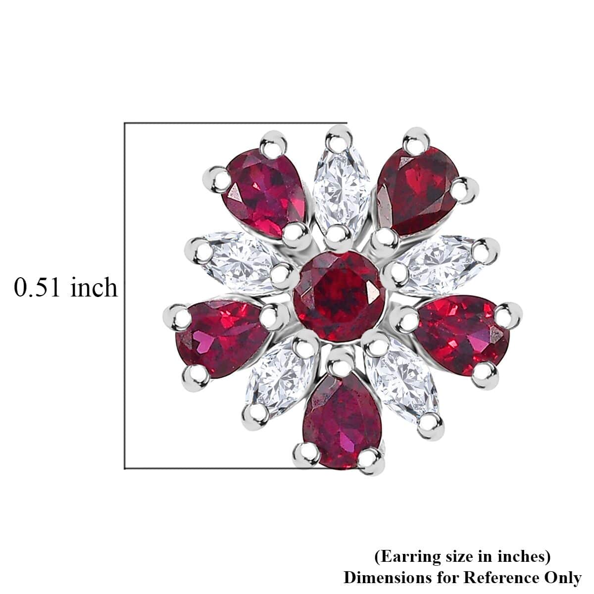 Premium Anthill Garnet and White Zircon 3.40 ctw Floral Earrings in Rhodium Over Sterling Silver image number 4