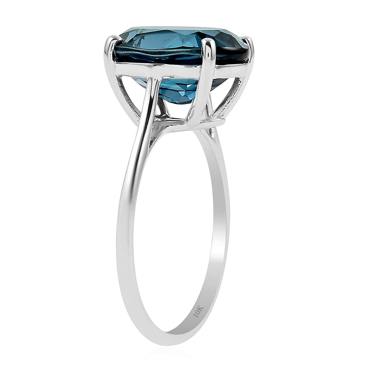Luxoro AAA London Blue Topaz 5.85 ctw Solitaire Ring in 10K White Gold (Size 9.5) image number 3