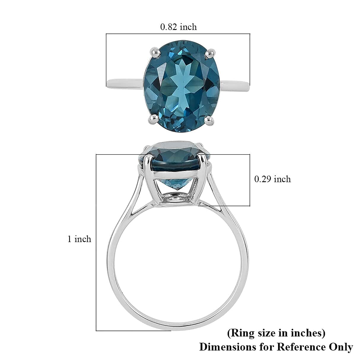 Luxoro AAA London Blue Topaz 5.85 ctw Solitaire Ring in 10K White Gold (Size 9.5) image number 5