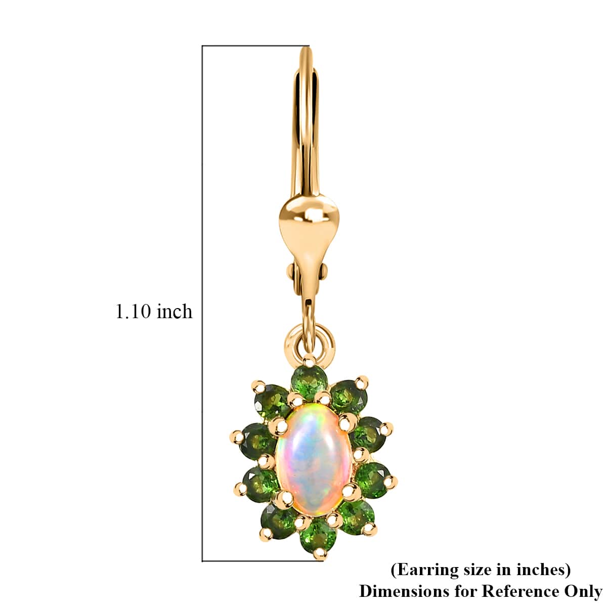 Premium Ethiopian Welo Opal, Chrome Diopside Sunburst Lever Back Earrings in 18K Vermeil YG Over Sterling Silver 1.40 ctw image number 5