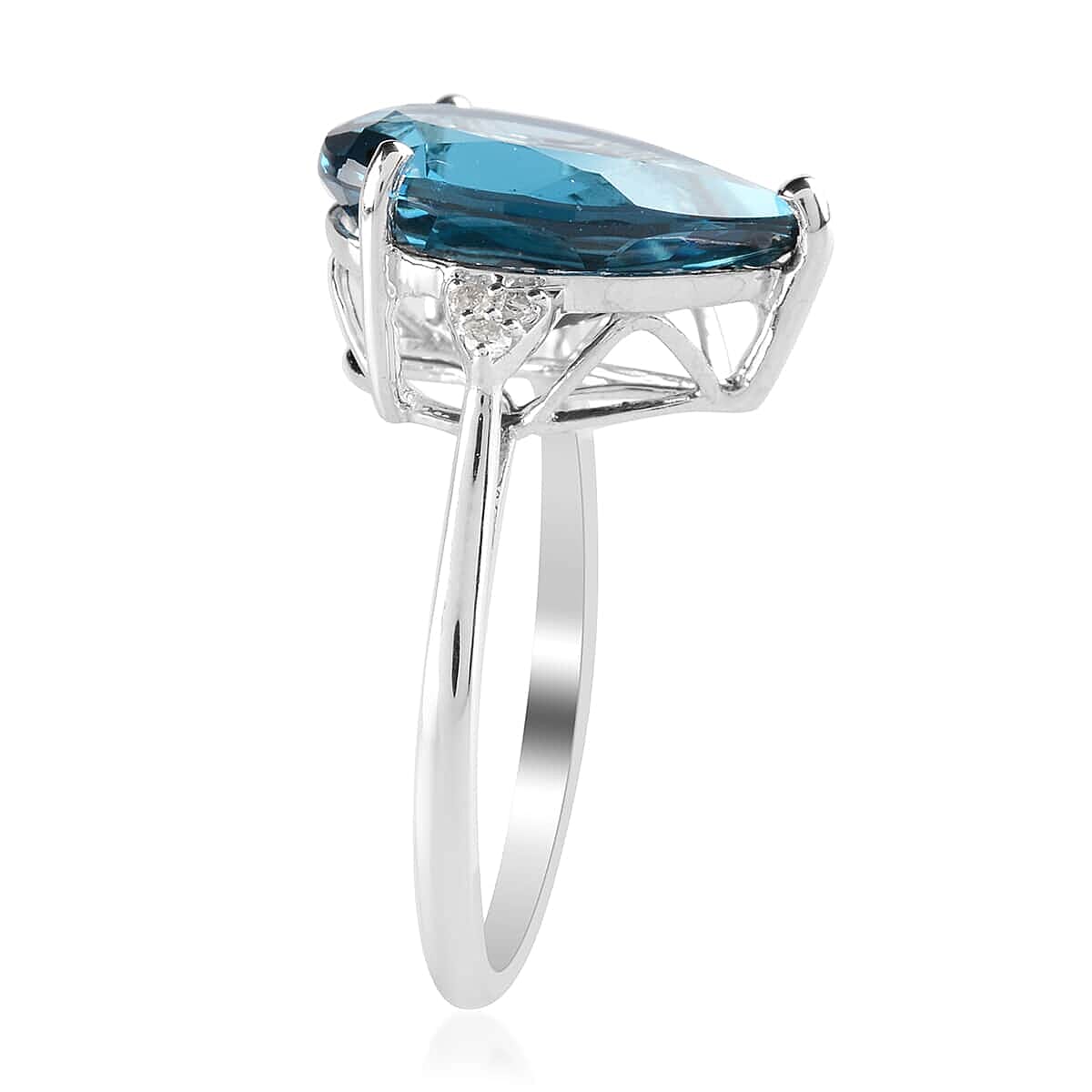 AAA London Blue Topaz and Diamond 7.15 ctw Solitaire Ring in 10K White Gold (Size 6.5) image number 2