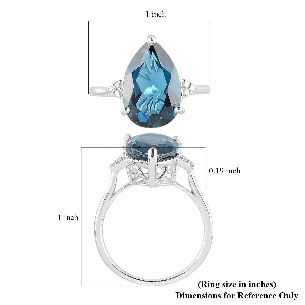 AAA London Blue Topaz and Diamond 7.15 ctw Solitaire Ring in 10K White Gold (Size 6.5) image number 4