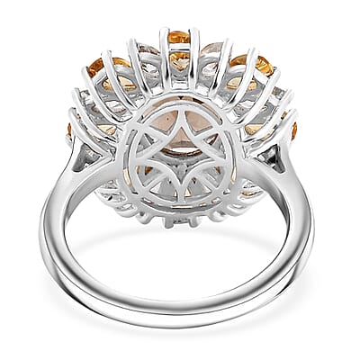 Brazilian Smoky Quartz and Multi Gemstone 5.65 ctw Sunlit Blossom Ring in Rhodium Over Sterling Silver (Size 10.0)