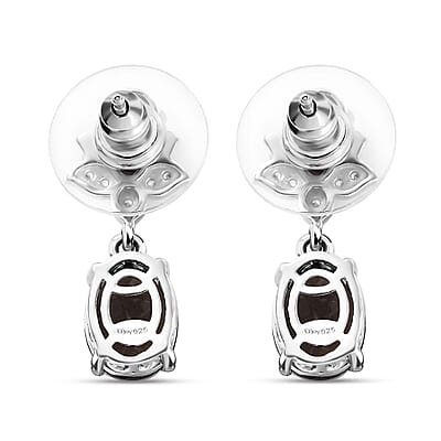 D'Joy Brazilian Smoky Quartz and Multi Gemstone 4.25 ctw Lotus Earrings in Rhodium Over Sterling Silver