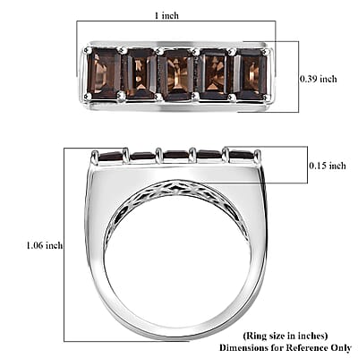 D'Joy Brazilian Smoky Quartz and White Zircon 2.85 ctw Men's Ring in Rhodium Over Sterling Silver (Size 10.0) 