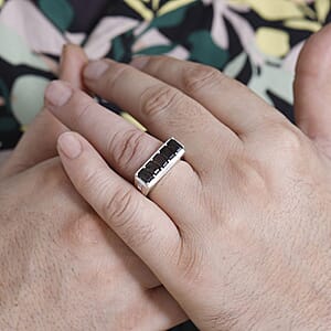 Brazilian Smoky Quartz and White Zircon 2.85 ctw Men's Ring in Rhodium Over Sterling Silver (Size 12.0) 