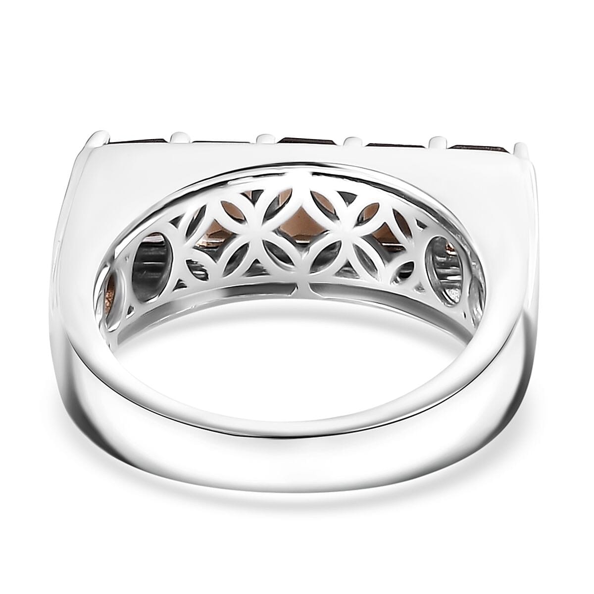 Brazilian Smoky Quartz and White Zircon 2.85 ctw Men's Ring in Rhodium Over Sterling Silver (Size 12.0)  image number 4