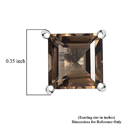 D'Joy Brazilian Smoky Quartz 3.75 ctw Solitaire Stud Earrings in Sterling Silver