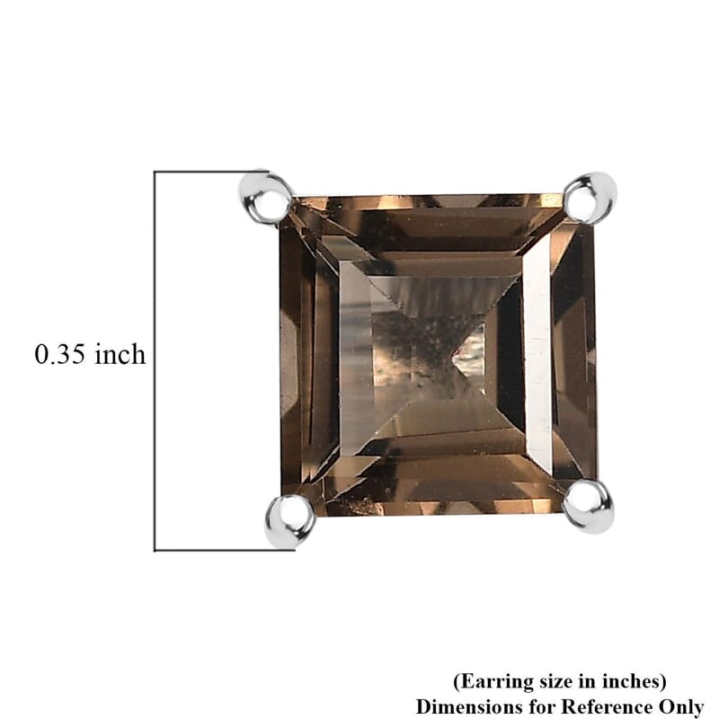 D'Joy Brazilian Smoky Quartz 3.75 ctw Solitaire Stud Earrings in Sterling Silver