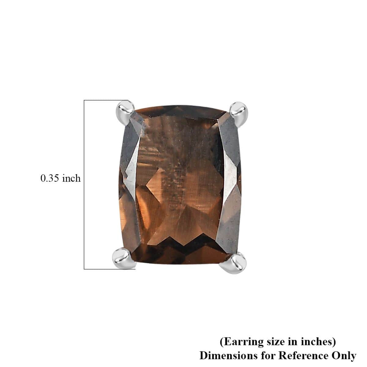 Brazilian Smoky Quartz 3.10 ctw Solitaire Stud Earrings in Sterling Silver image number 4