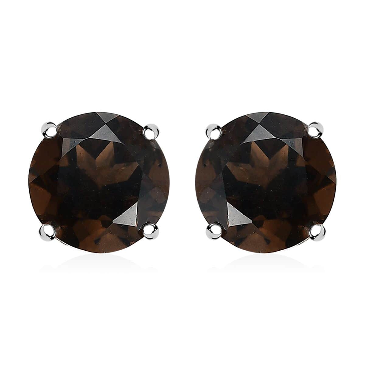 Premium Brazilian Smoky Quartz 2.60 ctw Solitaire Stud Earrings in Sterling Silver image number 0