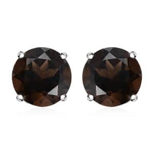 Premium Brazilian Smoky Quartz 2.60 ctw Solitaire Stud Earrings in Sterling Silver