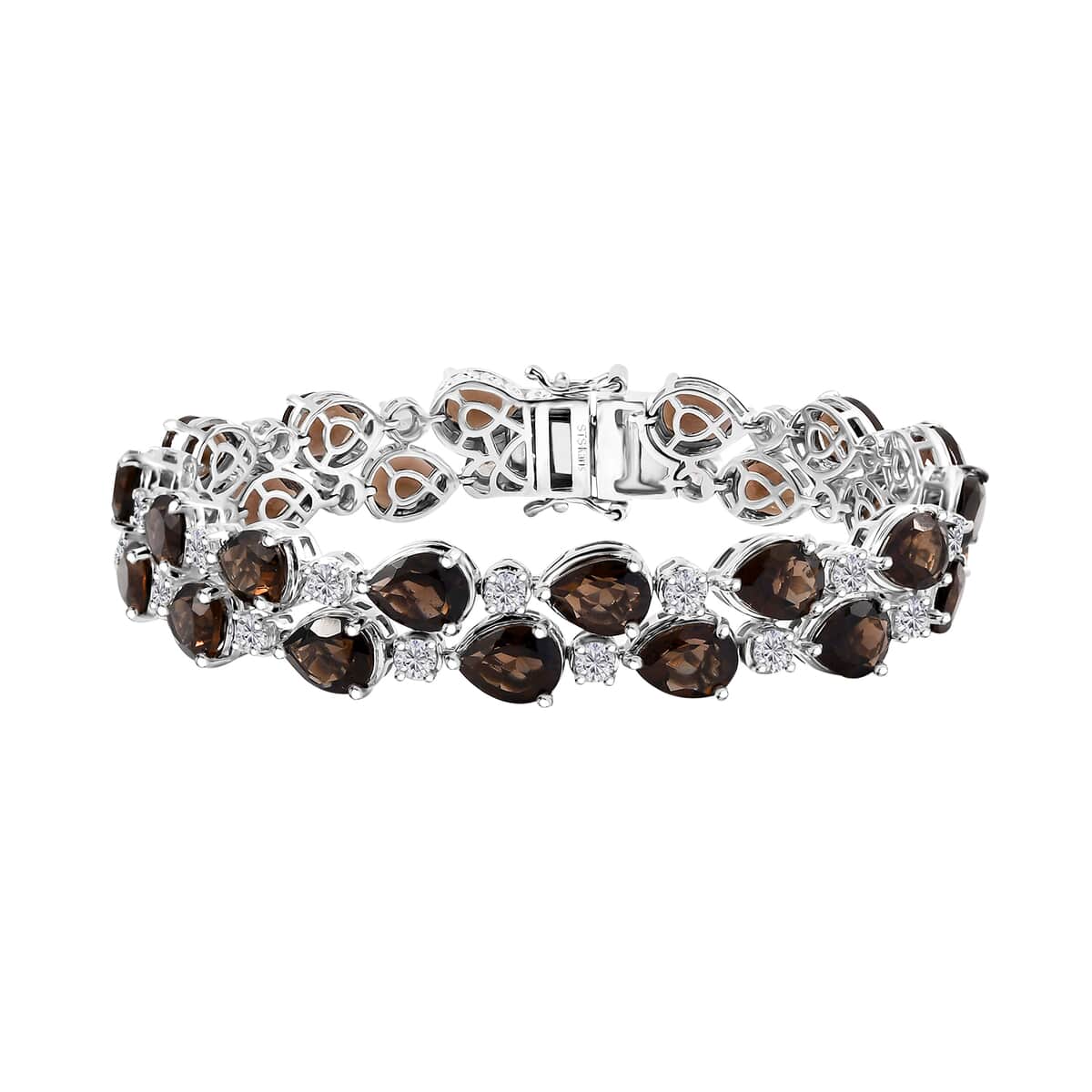 Karis Premium Brazilian Smoky Quartz and White Zircon 32.50 ctw Bracelet in Platinum Bond (7.25 In) image number 0