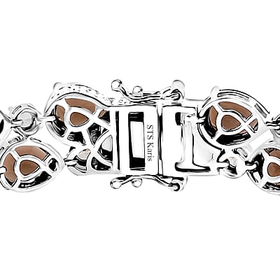 Karis Premium Brazilian Smoky Quartz and White Zircon 32.50 ctw Bracelet in Platinum Bond (7.25 In)