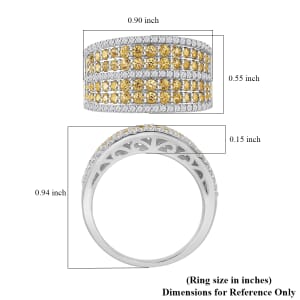 D'Joy Madagascar Yellow Sapphire and White Zircon 2.10 ctw Ring in Rhodium Over Sterling Silver (Size 10.0)