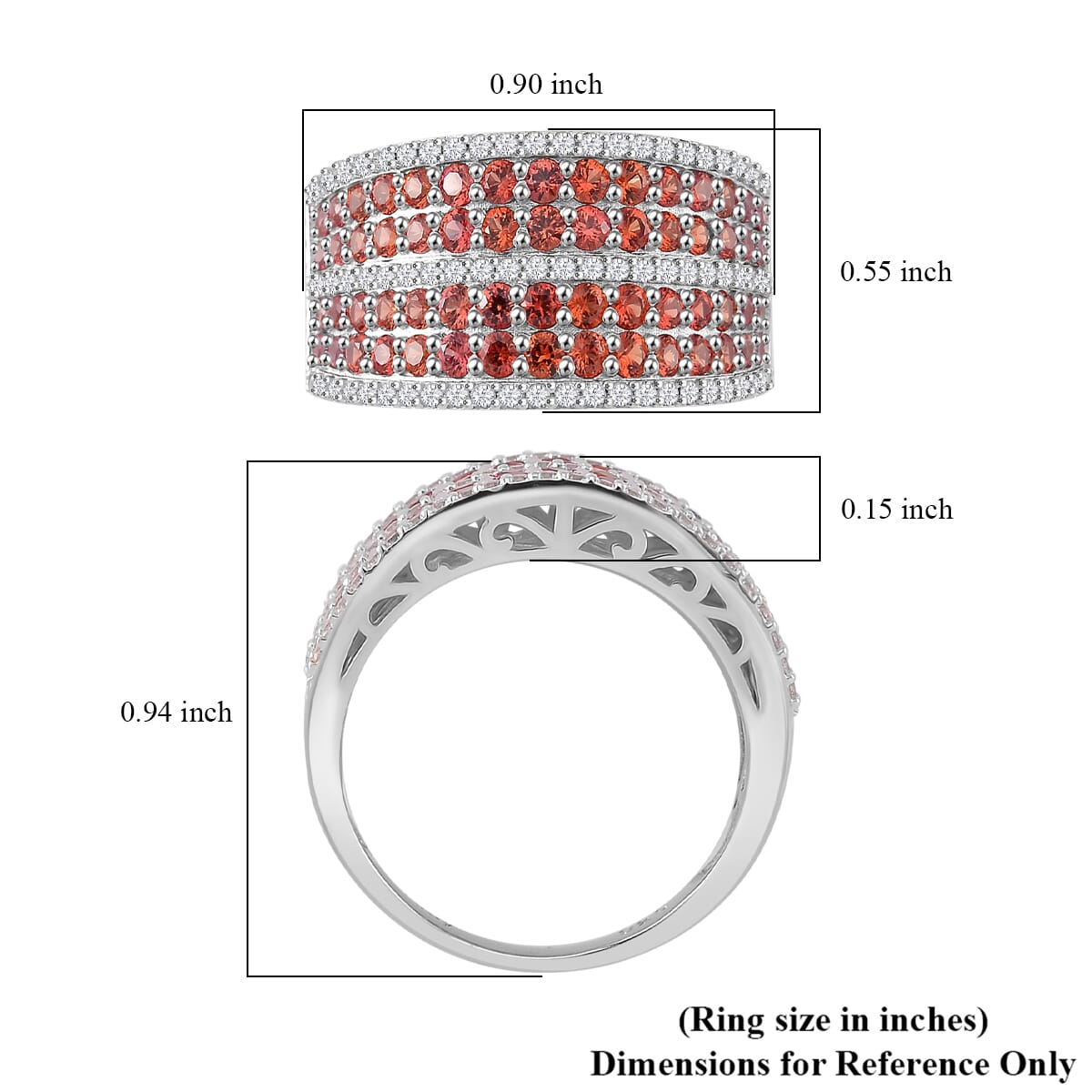 Madagascar Orange Sapphire and White Zircon 2.60 ctw Ring in Rhodium Over Sterling Silver (Size 7.0) image number 0