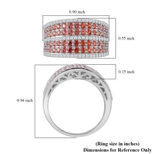 D'Joy Madagascar Orange Sapphire and White Zircon 2.60 ctw Ring in Rhodium Over Sterling Silver (Size 7.0)