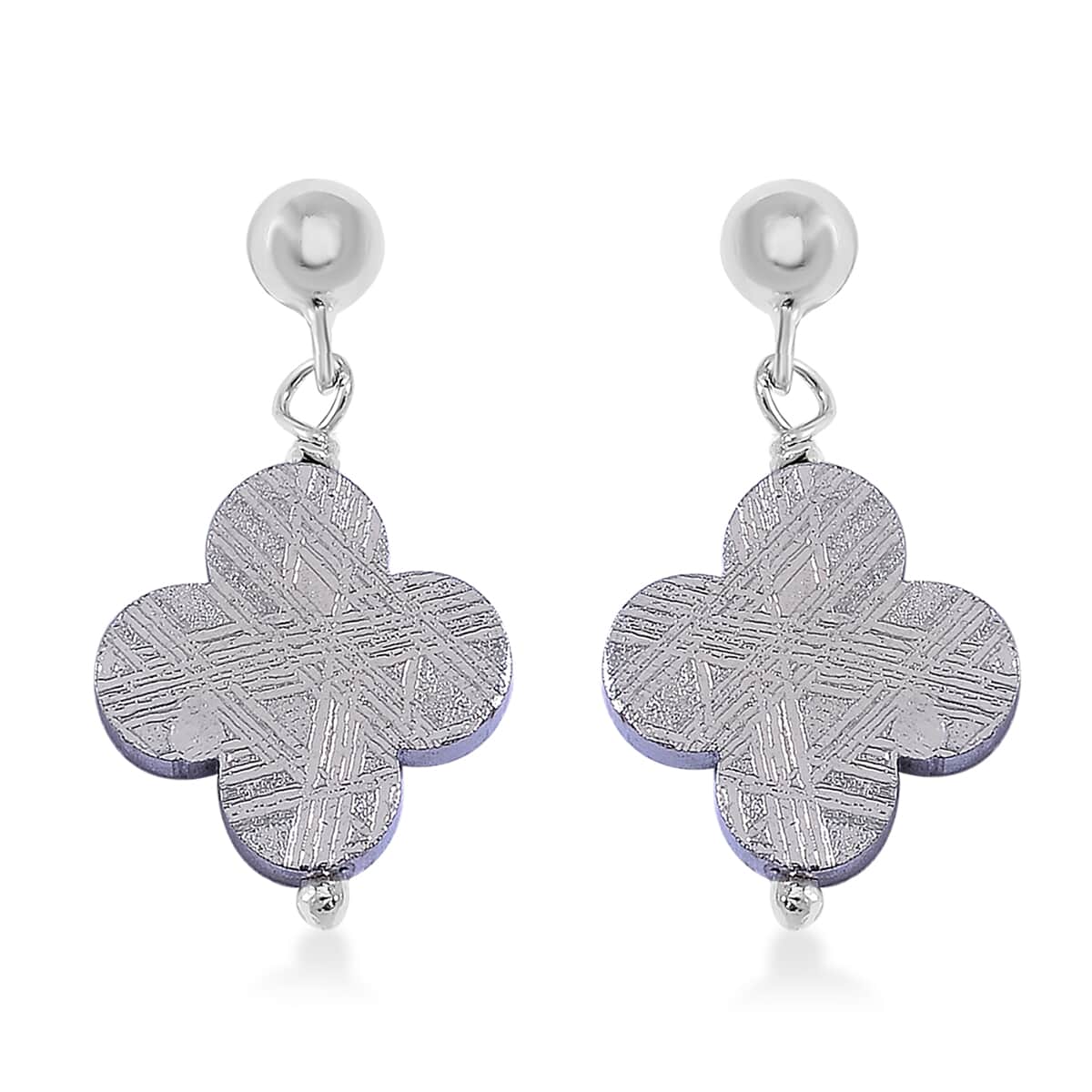 Marvelous Meteorites Beaded Clover Earrings in Rhodium Over Sterling Silver image number 0