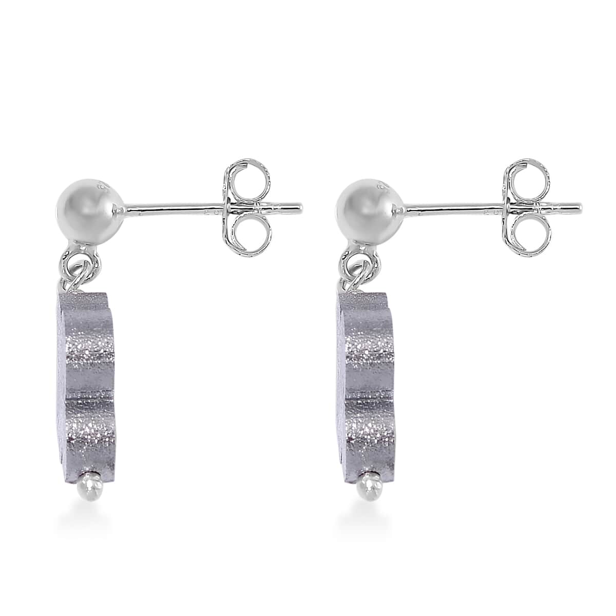 Marvelous Meteorites Beaded Clover Earrings in Rhodium Over Sterling Silver image number 3