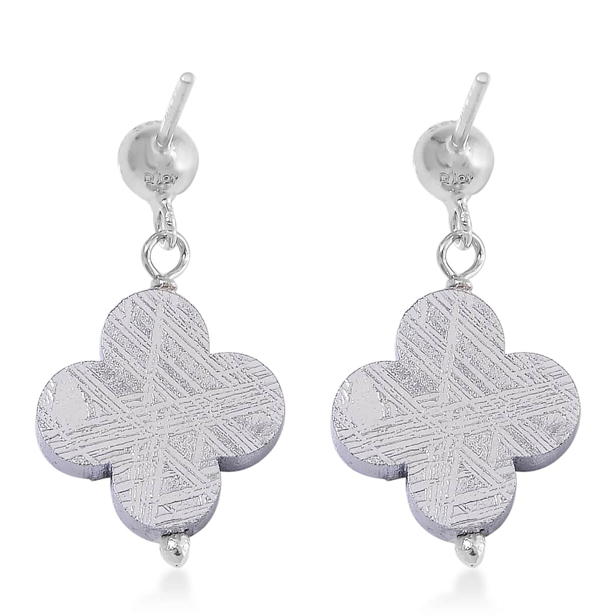 Marvelous Meteorites Beaded Clover Earrings in Rhodium Over Sterling Silver image number 4